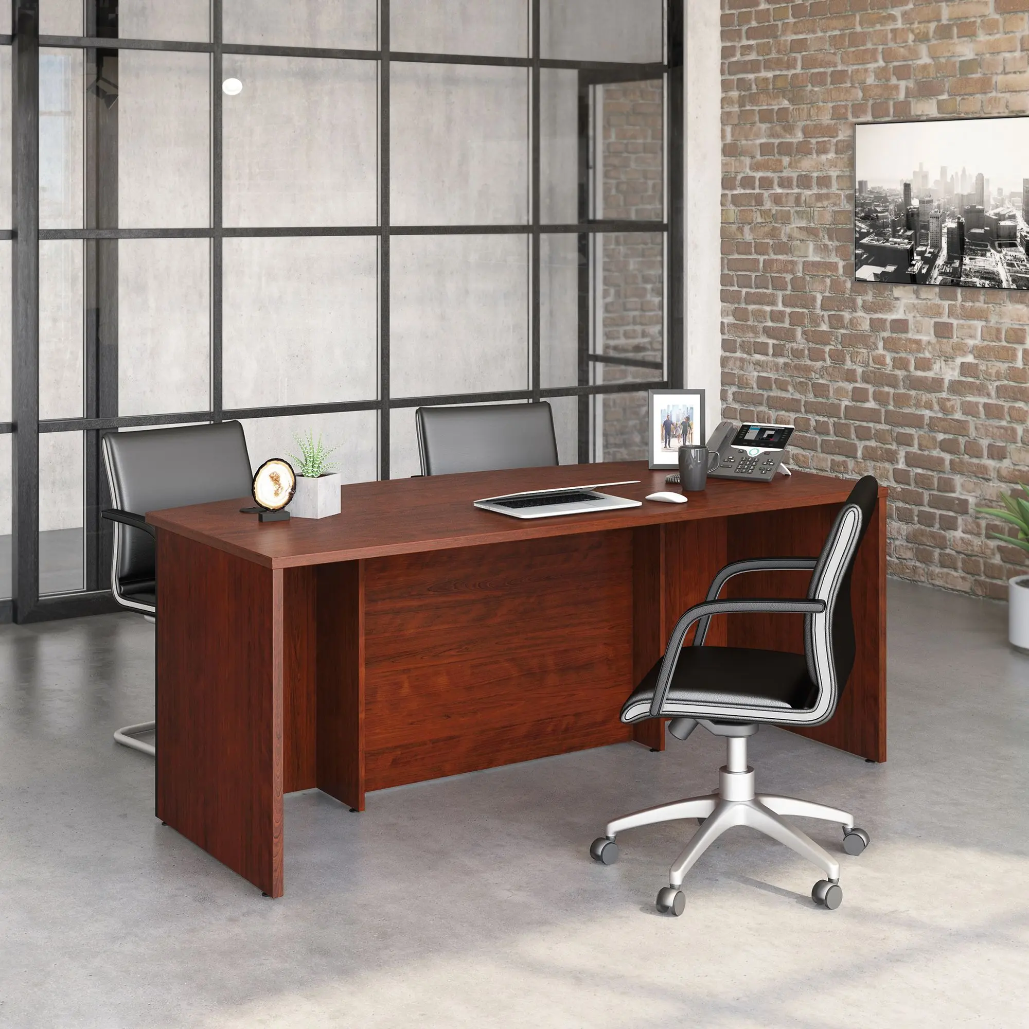 Sauder Affirm Bowfront Executive Desk 72" x 36" with Durable Melamine Top & Cable Management System for Modern Office Decor, Sturdy Computer Desk, Durable Desks & Workstations