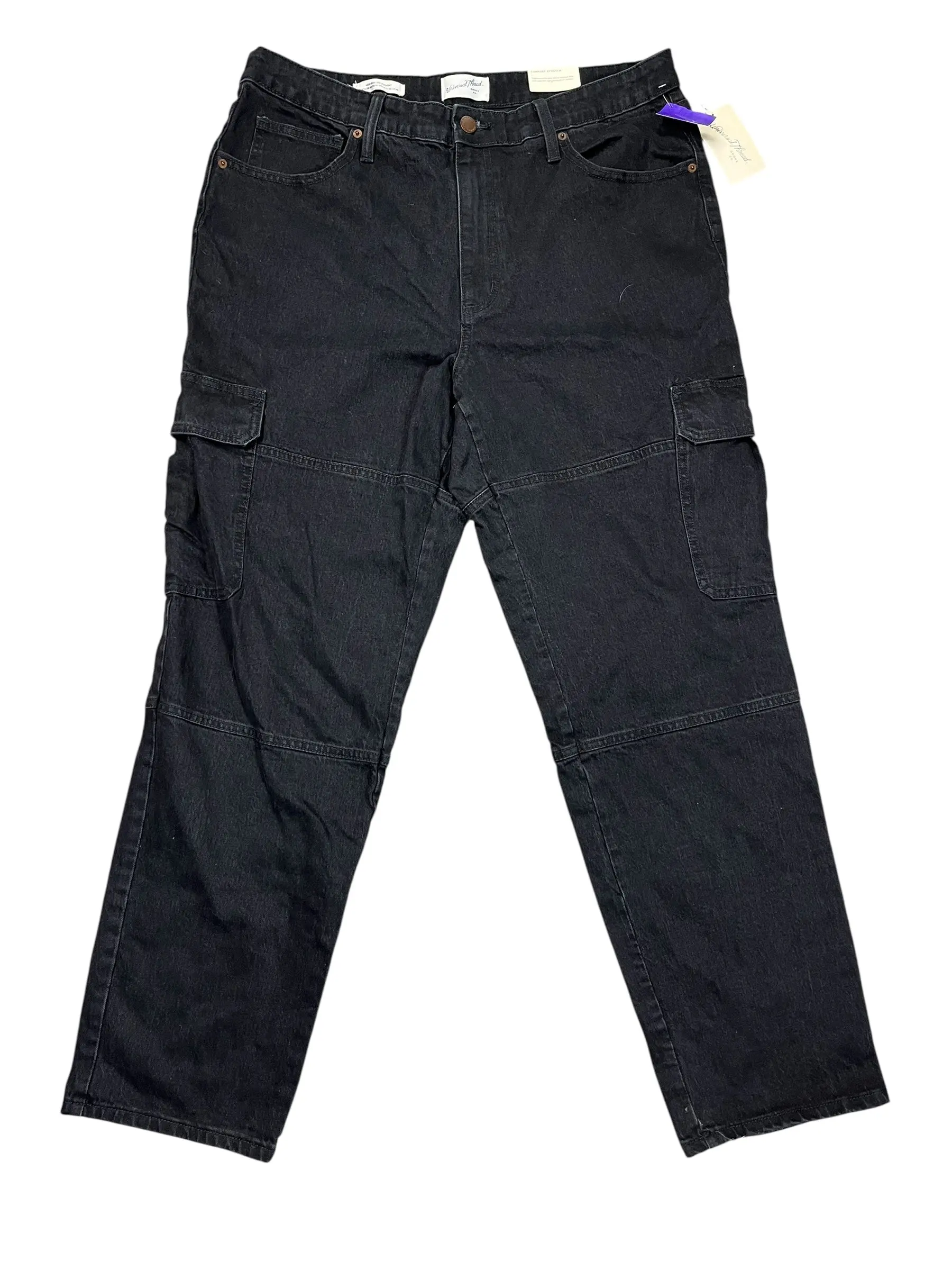 Jeans Straight By Universal Thread In Black Denim, Size:16