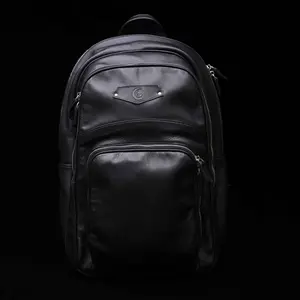 Aviator Black Leather Backpack For Men And Women - Premium Full-Grain Leather, Spacious Main Compartment, Multiple Storage Options, Travel-Friendly Design, Adjustable Straps