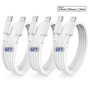 6ft USB C to Lightning Fast Charging Cable 3 Pack Compatible with iPhone 14 13 12 11 Pro Max XS XR 8 7 6 SE iPad