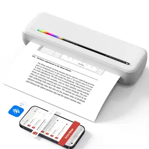 Portable Wireless Thermal Printer, USB Rechargeable A4 Paper Printer with 1 Roll Paper, Bluetooth-compatible Printer for Home School Office