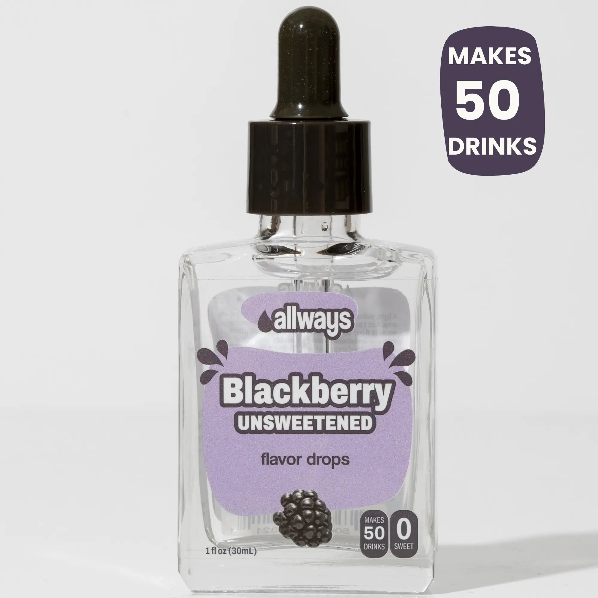 Allways Drops Blackberry Water Flavor | Unsweetened | 50 Servings