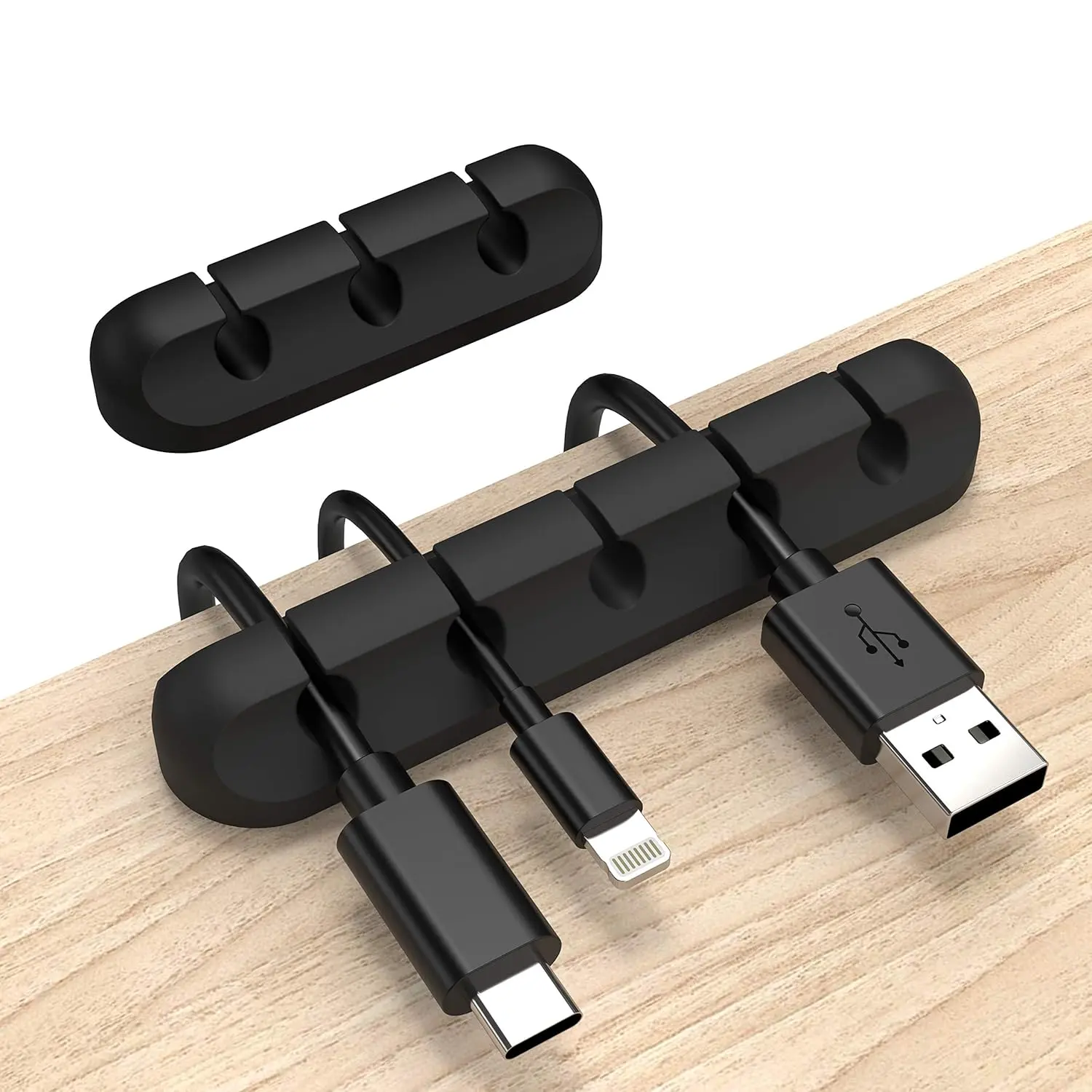 Cord Organizer for Desk - Cable Management Clips Holder, Desktop Wire Organizer Black & White, Cute Cable Clips for Home Office, Gaming Setup, Charging Cable Organizer