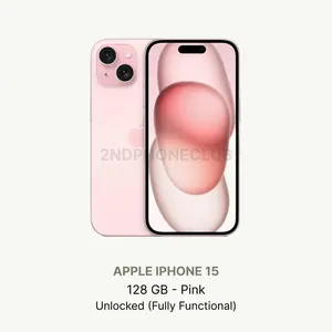 Refurbished Apple iPhone 15 128GB Pink Unlocked Smartphone Excellent Condition with Charging Cable & White Box
