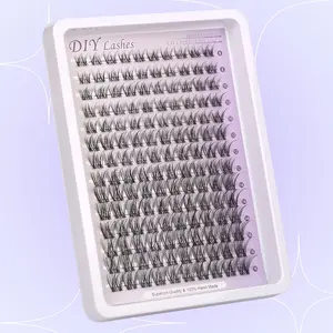 140pcs Natural Fluffy Lash Clusters Wispy Lash 8-16mm Natural Look Soft Thin Band Lashes Reusable Beginner Friendly for Festival, DIY False Eyelashes, Eyelash Extensions Set