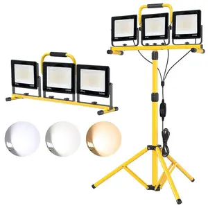 32, 000-lumen Portable LED Work Light, 3 X 100-watt LEDs, 3 Color Temperatures Available (3000K/5000K/6500K), Adjustable Angle, IP66 Protection, Portable Telescopic Stand, Suitable For Home And Outdoor Use.
