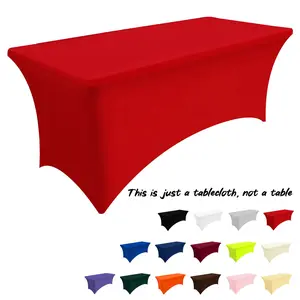Rectangular Polyester Tablecloth, Elastic Fit, Ideal for Indoor/outdoor Use, Perfect for Parties, Weddings, Picnics, Camping