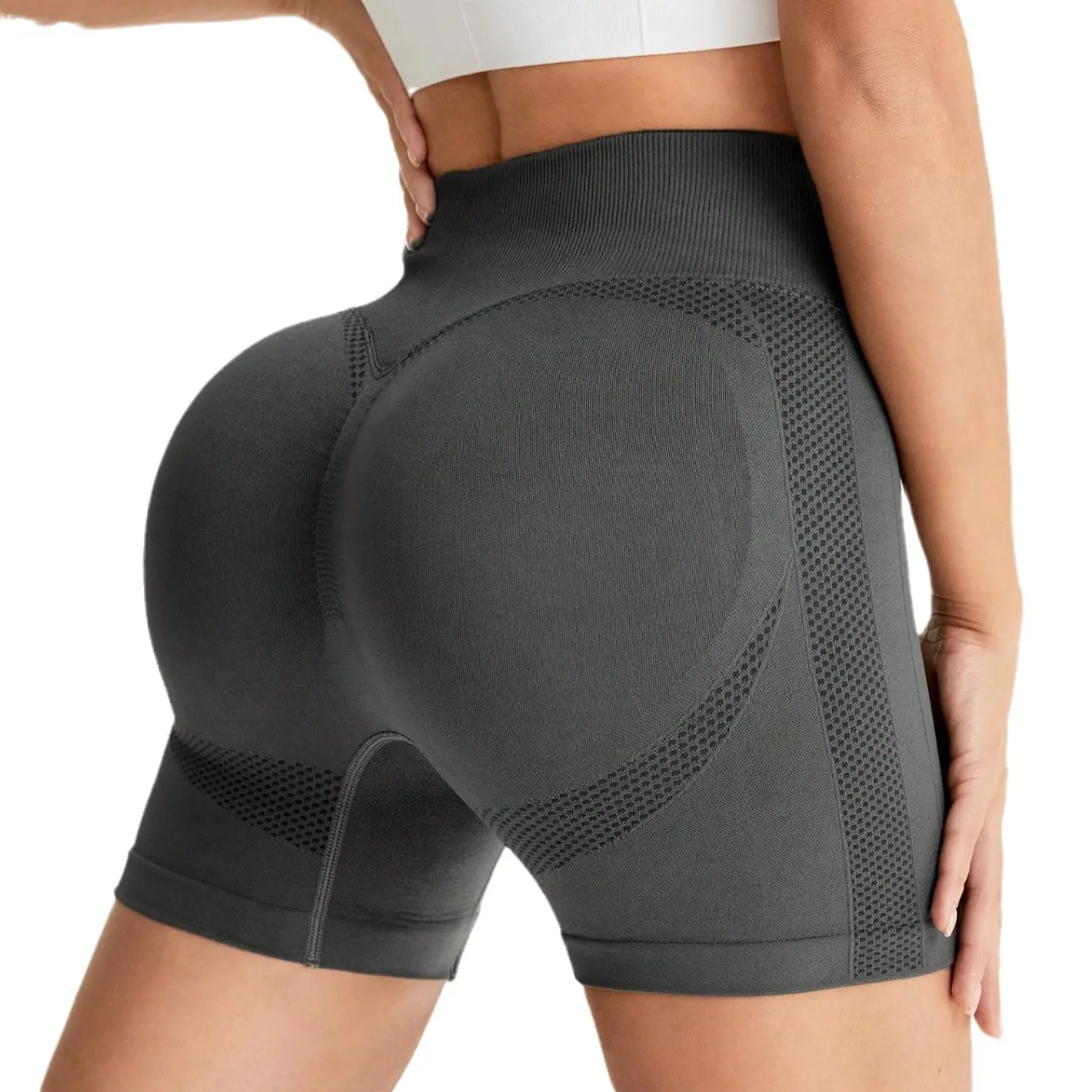 seamless high waist workout shorts for women tummy control butt lift compression tight running gym fitness shorts stretch breathable mesh sweat wicking shaping athletic activewear soft nude fit female training sport shorts track