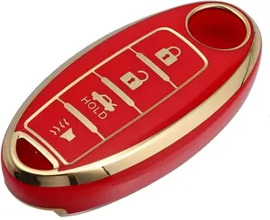 AUTOHAUX Silicone Smart Key Fob Case Cover for Infiniti QX80 2014 Key Fob Shell Protector Keyless Red