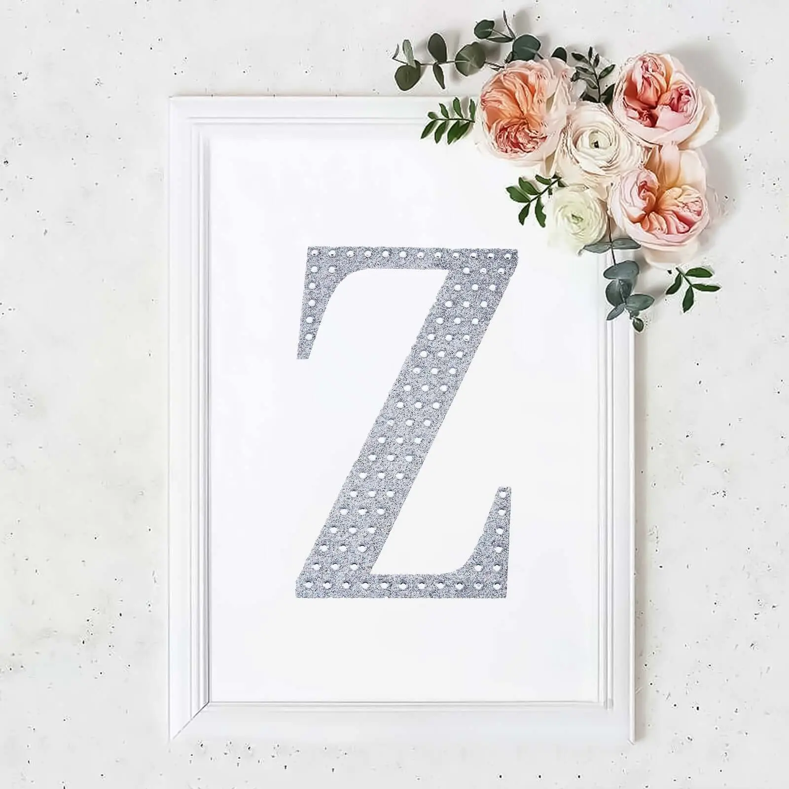 8" Silver Rhinestone Alphabet "Z" Letter Stickers - Glitter Adhesive Craft Embellishments for School, Art Deco, Gift Wrapping, Diaries, Invitations