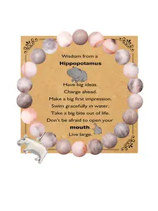 1PC Christmas Christmas Stocking Stuffer/ Birthday Gift/Valentine's Day/Mother's Day Gift - Fashion Cute Hippo Animal Bracelet - for Best Friend Daughter Mom Wife Aunt & Girlfriend, Meaningful Friendship Present Jewelry for Animal Lovers