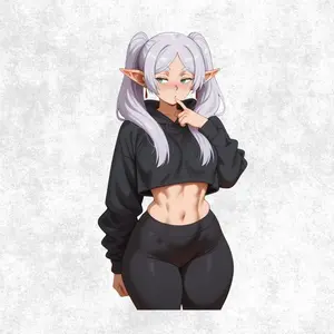 Frieren Sticker – Cute Anime Elf Girl Winter Aesthetic Sticker, Cozy Holiday Car Laptop Decor