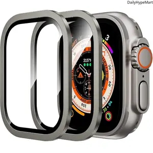 2-Pack Durable Alloy-Titanium Frame Apple Watch Ultra Screen Cover, 9H Tempered Glass 49mm Wearable Fashion Accessory