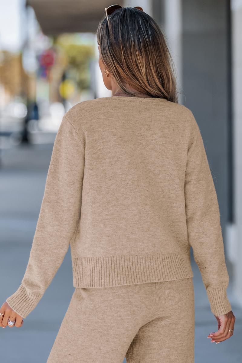CUPSHE In the Know Sweater and Hushed Tones Pants 2 Piece Sets Women Round Neckline Long Sleeves Top Loose Leg Cozy and Casual Outfit Womenswear Clothes for Fall #outdoorfun