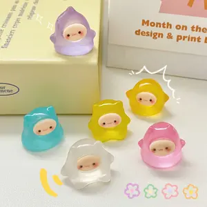 Cute orange handmade decoration mini elf ghost night light cute granule desktop car ornament resin crafts