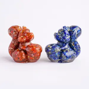 Natural Crystal Stone Squirrel Statue, Reiki Amulet Fengshui Sculpture, Home Office Decoration, Crystal Figurine, 1pc