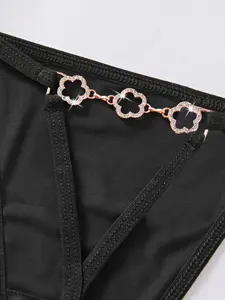 Women's Daily Thong Underwear, Sexy Panties with Rhinestones, Comfortable and Simple Design, Fashionable Ladies' Bottoms
