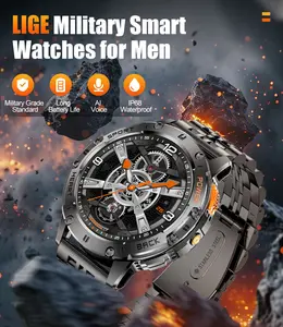 Smart Watches for Men(3 Straps),1,43'' AMOLED Military Smart Watch for Men with LED Flashlight/530mAh Large Battery/5ATM Waterproof,Fitness Tracker Smartwatch with Answer/Make Call iOS Android