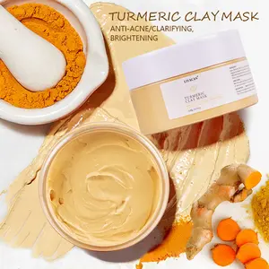 Liyalan Bright & Clear Turmeric Clay Mask, Vitamin C Clay Mask, Deep Cleansing Face Mask, Skincare routine at home, Anti-Acne, Hydrating & Brightening Skin Repair Mask 4.23oz