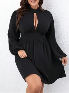 Elegant Plus Size Women's Dress, Waist Cinching Slimming Design, Comfortable Simple Style, Versatile and Stylish, Perfect for Any Occasion