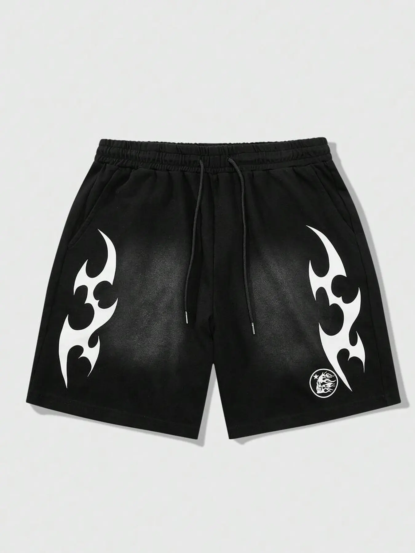 Men's Spray Code Shorts, Flame Print, Casual Loose-Fit, All Seasons, Comfortable and Trendy, Urban Style, Versatile and Stylish, Chic Casual Shorts