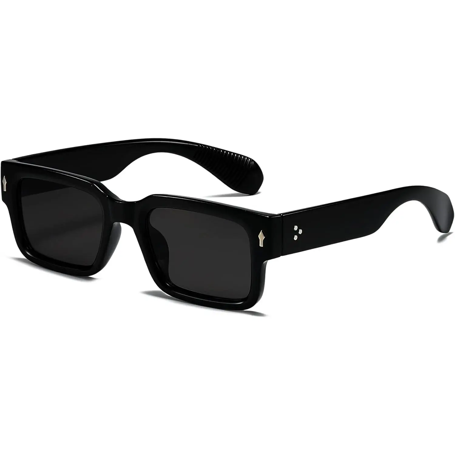 angevianneychi Square Frame Sunglasses for Women Men Trendy Chunky Rectangle Sun Glasses Black Shades UV400 Protection
