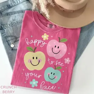 Comfort Colors Teacher Shirts, Happy To See Your Face Shirt, New Teacher Gifts, Back to School Shirt for Teacher, Cute Teacher Life Shirt