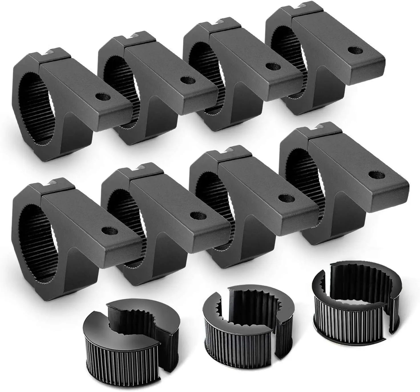 Nilight Black Aluminum Alloy Horizontal Bar Clamp Mounting Bracket Kit (90021H) - 8-Count, Pre-Drilled Holes, Vibration-Proof, Multi-Size Fit, Motorcycle Car Accessories for Off-Road Vehicle LED Light Bars, 2-Year Warranty