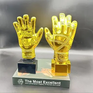 Golden Goalkeeper Glove Trophy Cup, World Cup Fan Memorial, Beautiful World Cup Football Souvenir Display Piece, Universal Setting