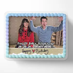 New Girl Twenty Nine Schmidt Edible Cake Image Topper Birthday Cake Banner 1/4 Sheet