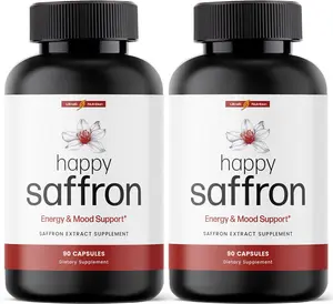 Ultra6 LLC Happy Saffron Supplements - 100% Pure Saffron Extract for Eye Health & Mood Support - Vegan, Non-GMO, 90 Capsules per Bottle (Pack of 2)