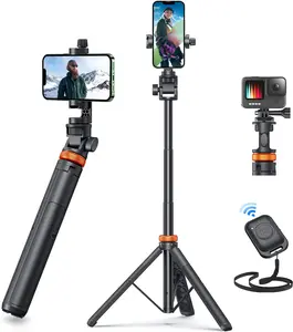 Newest 62" Phone Tripod, Tripod for Iphone & Selfie Stick Tripod with Remote, Upgraded Iphone Tripod Stand & Travel Tripod, Solidest Cell Phone Tripod Compatible with Iphone 15/14/13/Android Accessories Aluminum Smartphone Landscape Mount Port Portable
