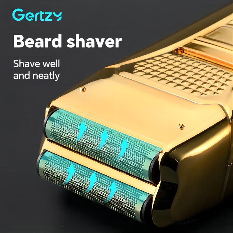 Men's Electric Razor 2-in-1 - Gold Trimmer & Shaver, USB Rechargeable for Precision Sideburn & Facial Grooming - Portable Travel Design - Perfect Father's Day Gift