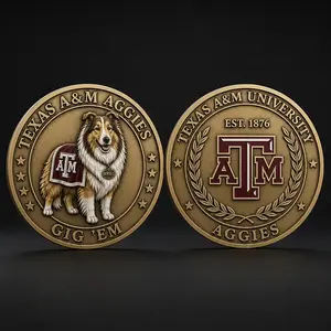 Texas AM Aggies challenge coin Texas AM University Gig Em Revue Est 1876 Aggies college football fan collectible coin gear