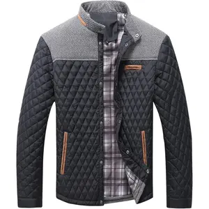 Zaitun Men's Diamond Quilted Puffer Down Jacket Lightweight Business Casual Button Down Shirts