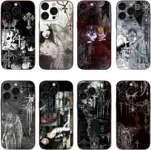 Gothic Coquette Cyber Sigilism Cross Phone Case for iPhone 17 16 15 14 13 12 11 Pro XS Max XR Plus E Mini Black Shockproof Cover Trendy Design with Camera Guard Protection Smartphone