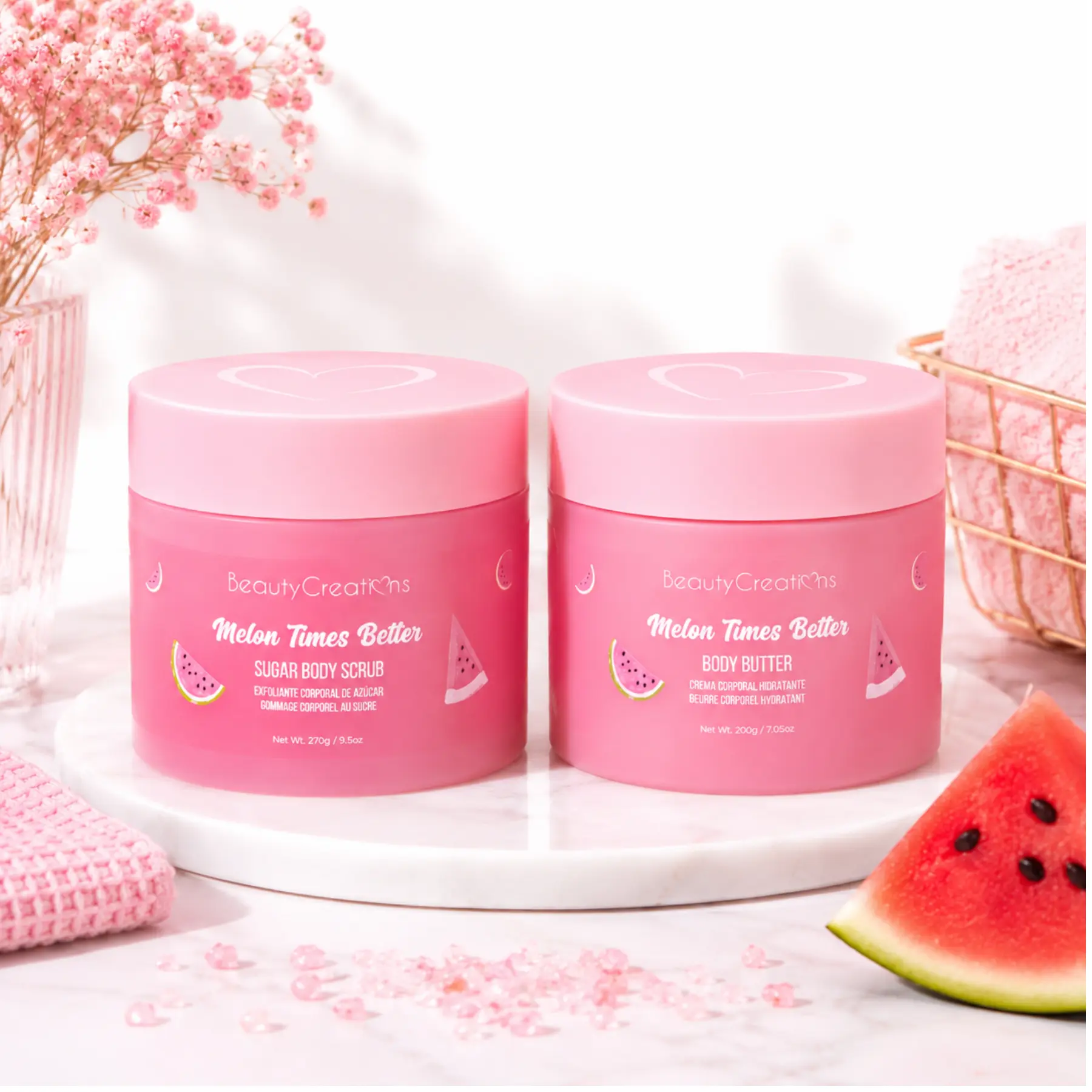 Beauty Creations Life's a melon Body Care Set – Body Butter 200g & salt Body Scrub 270g | melon Scent