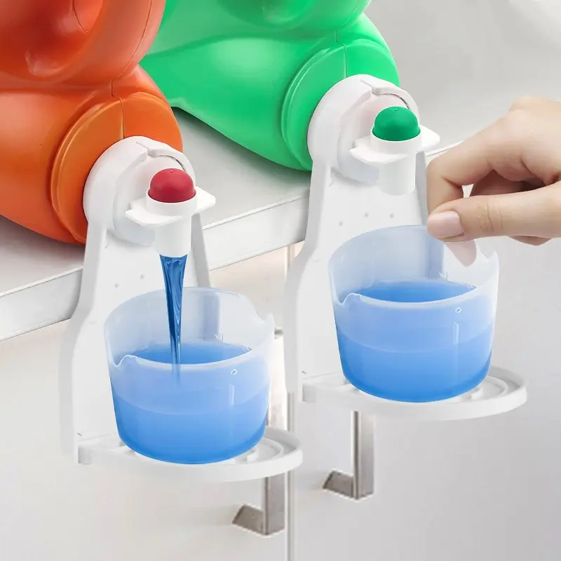 5.9in 2pcs Laundry Detergent Cup Holder, Detergent Drip Catcher, Screw Design Can Firmly Hold On Laundry Bottle Spouts, Fits Most Economic Sized Bottles, Keep Washer, Dryer And Floor Clean
