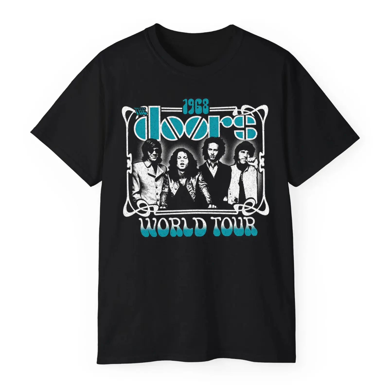 The Doors 1968 World Tour Vintage T-Shirt – 60s Rock Band Tee  Streetwear Style
