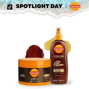 Carroten Intensive Tanning Gel + Oil Spray | Browning Tan Accelerator | Carrot & Coconut Oil | Vitamin A + E for Moisture & Hydration | Water-Resistant, Non-Greasy | Made in Greece | 6.7 oz + 5 oz