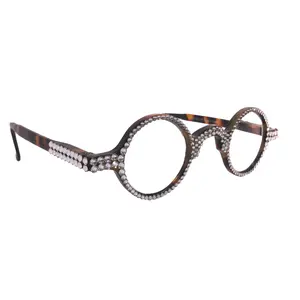Picasso, (Bling) Reading Glasses 4 Women W Clear Crystal  Genuine European Crystals (Brown) Round. NY Fifth Avenue