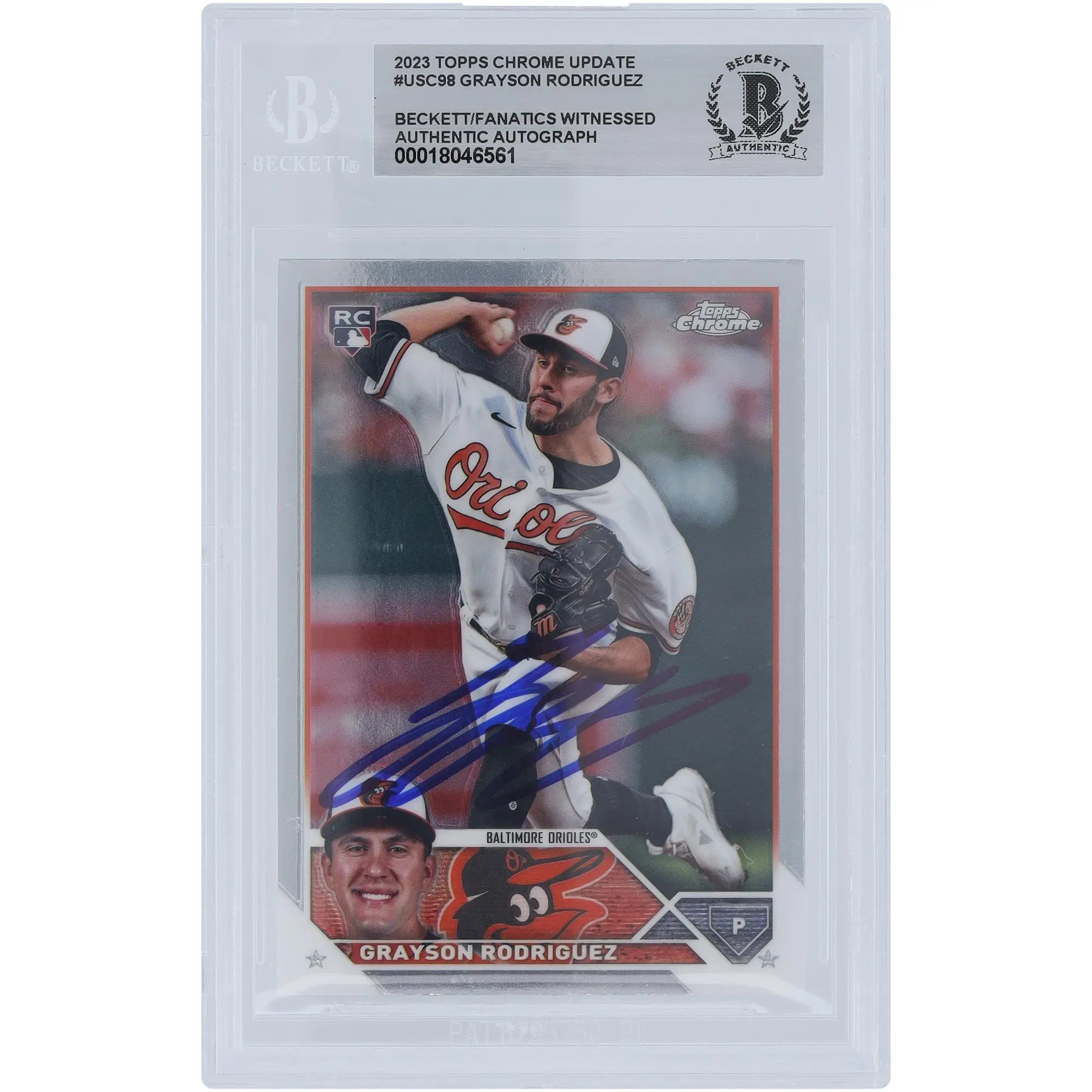 Grayson Rodriguez Baltimore Orioles Autographed 2023 Topps Chrome Update #USC98 Beckett Fanatics Witnessed Authenticated Rookie Card - Fanatics Authentic Certified
