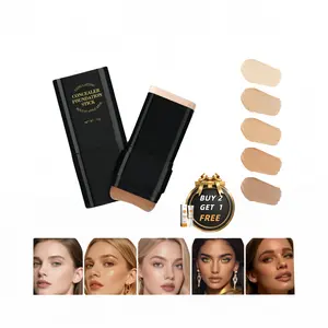2-in-1 Concealer Stick with Brush WheatShade Waterproof Flawless Coverage Hydrating Longwearing Foundation for Women & Girls Makeup Lightweight Matte flawless filter for Acne Scars Dark Circles Blemish Eraser Cream Base Makeup Daily Cosmetic skin tint