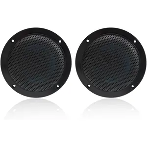 Herdio 4 Inches Waterproof Marine Ceiling Flush Wall Mount Speakers with 160 Watts Power, Handling for Kitchen Bathroom Boat Car Motorcycle Cloth Surround and Low Profile Design - 1 Pair (Black)
