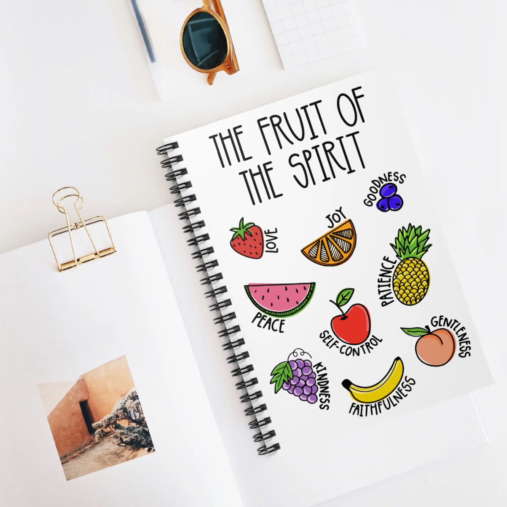 Faith-based Spiral Notebook - Ruled Lines, Religious Fruit of the Spirit Daily Journal, Gift for Any Occasion, Biblical Prayer Diary