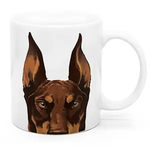 [Made in US] 1pc Insulated Dog Lover Mug - 11oz, Red Chocolate Doberman Pinscher Dog, Perfect Gift For Pet Owners, Ideal For Hot & Cold Drinks, Hand Wash Only