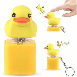 Squeaky Quacking Duck Fidget Toy, Multifunctional Keychain & Keyboard Clicker Keycaps, Anxiety Relief Sensory Toy, Cute Desk Gadget, Funny Gag Gift
