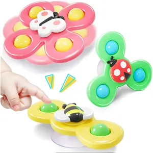 Airplane Travel Toys for Toddlers 1-3: Suction Cup Spinner Toys for 1 Year Old Boy Girl Birthday Gift - Sensory Spinning Baby Bath Toys 6-12-18 Months