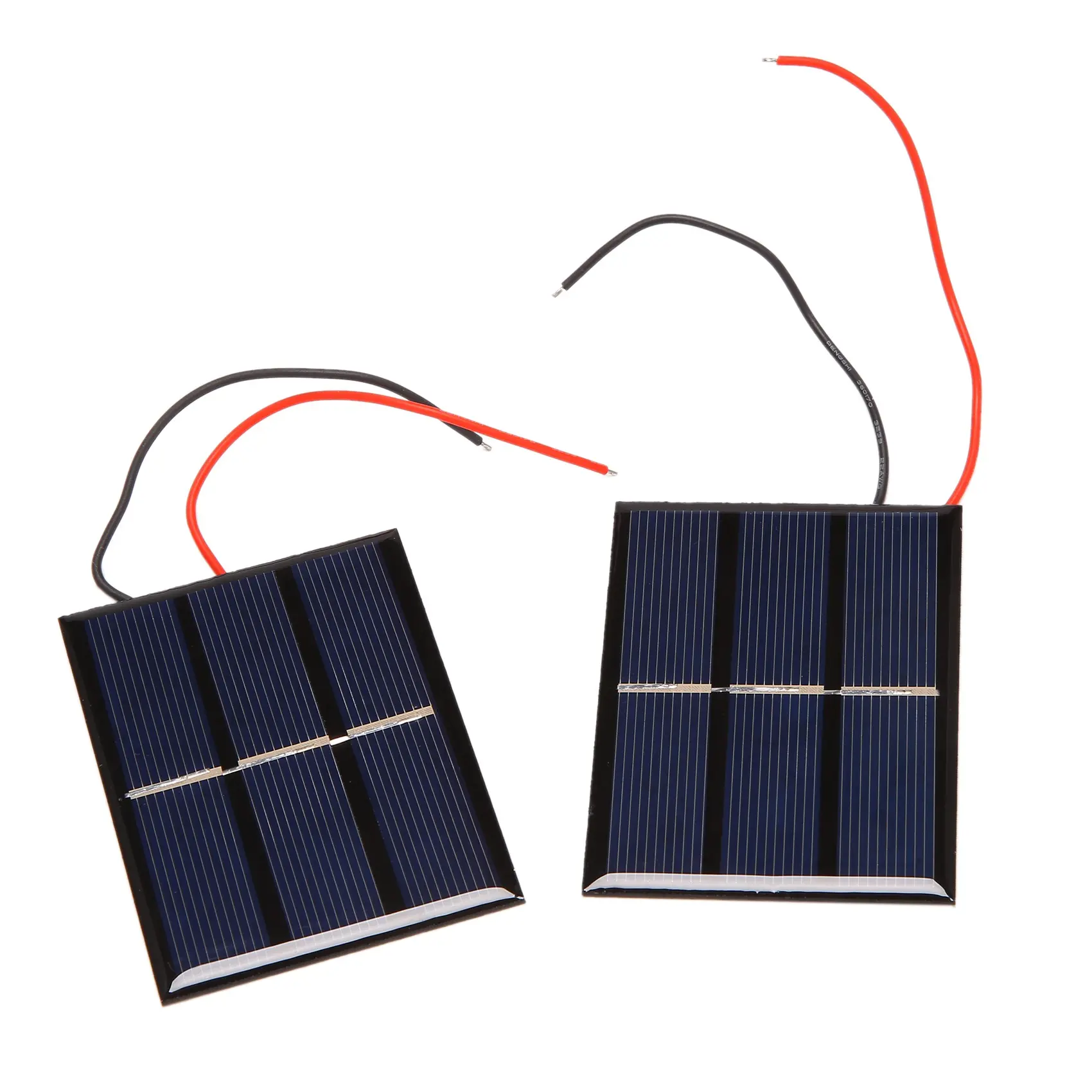 2-Pack Pre-wired Electronic Solar Panels, 1.5V 400mA Output, 80x60mm Rectangular Multi Crystal Modules for DIY Science Projects, Diy Projects, 1.5V Output, Two Piece Sets