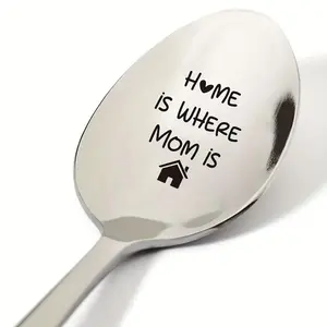 Letter Pattern Stainless Steel Spoon, 1/5/10/15pcs Novelty Mom Spoon, Gift Ideas for Mom Birthday & Mother's Day & Xmas, Spoons Set, Kitchenware, Tableware, Cutlery